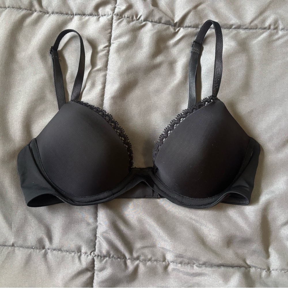 Calvin Klein Black Bra with Molded Cups and Adjustable Straps